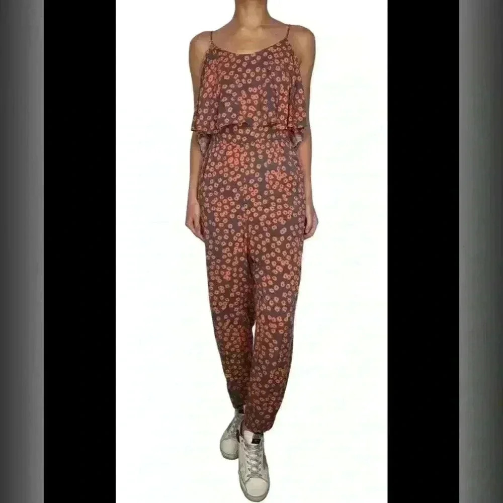 Lilka Anthropologie  Floral Print Spaghetti Strap Jumpsuit Size M